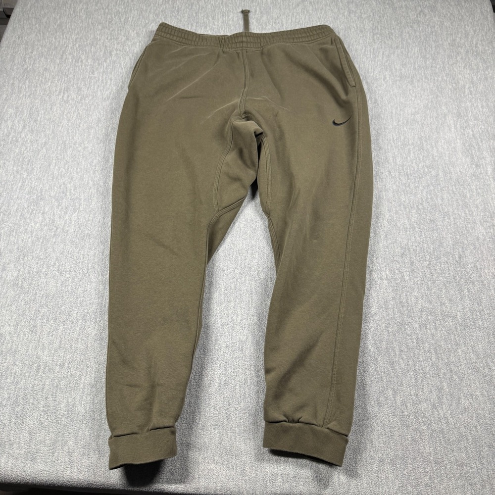 Nike Sweatpants Men XL Olive Green Fleece Joggers Drawstring Athletic Gym Pant